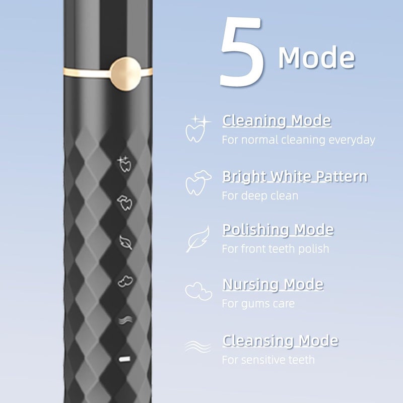 Seapeoa Electric Toothbrush Set, Equipped with 10 Brush Heads and Travel case, IPX8 Waterproof, 2-Minute Timer, 42000 high-Frequency Vibrations, 5 Modes, The First Choice for Gift Giving - Image 5